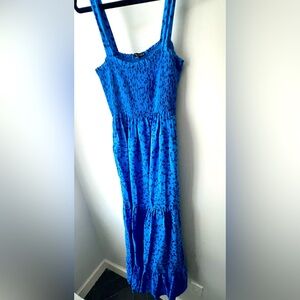 Zara blue floral ruched dress size Medium